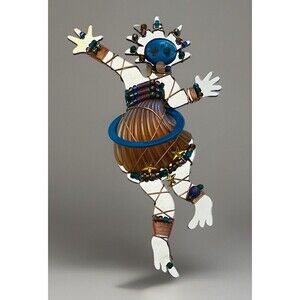 VTG '02 Handmade Liztech Brooch/Pin Artisan Jewelry “Wild Woman” Design Signed